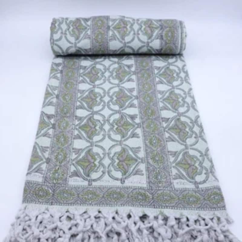 Fabdivine Hridyavan Handcrafted Cotton Blanket - Indian Block Print Throw for Couch, Chair & Bedroom Decor, 90"x54"
