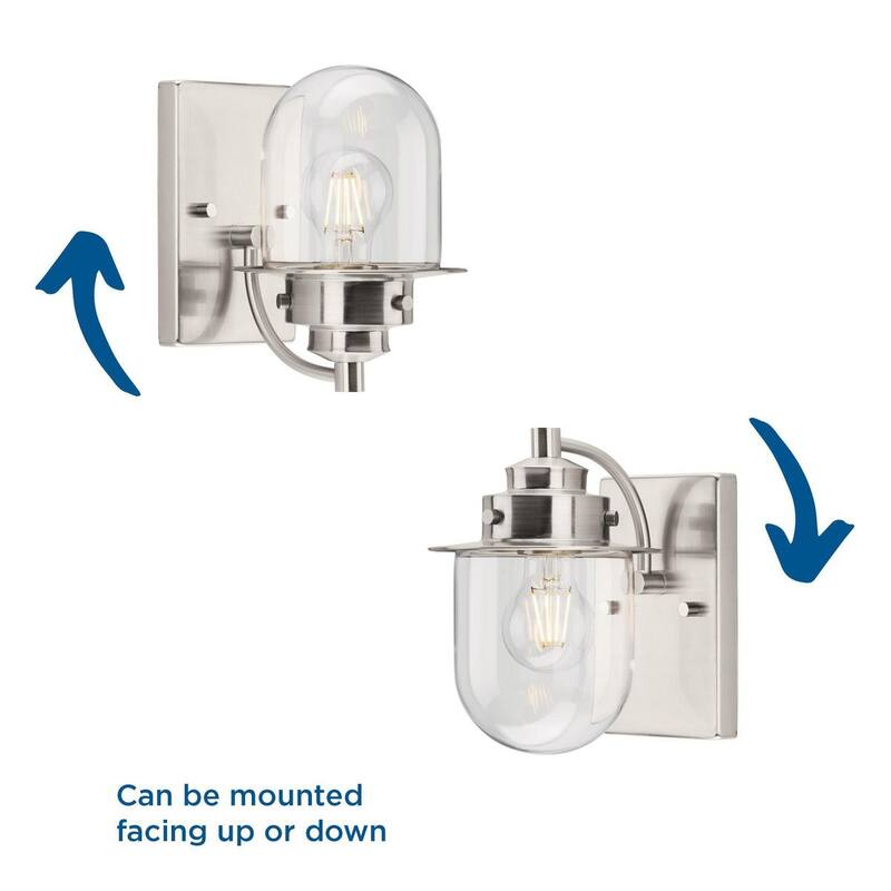 Northlake Collection One-Light Brushed Nickel Clear Glass Transitional Bath Light - 5.87 in x 7.5 in x 8 in