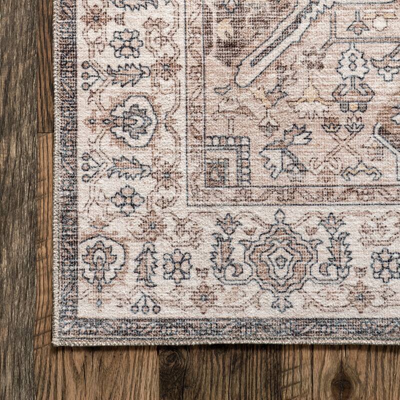 Nuloom Brielle SpinClean Machine Washable Vintage Medallion Area Rug