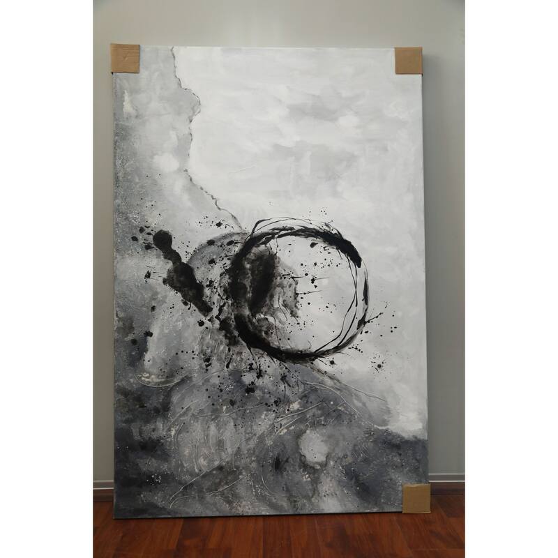 Grey Monochrome Momentum Hand Painted Abstract Canvas Wall Art 47"x31"