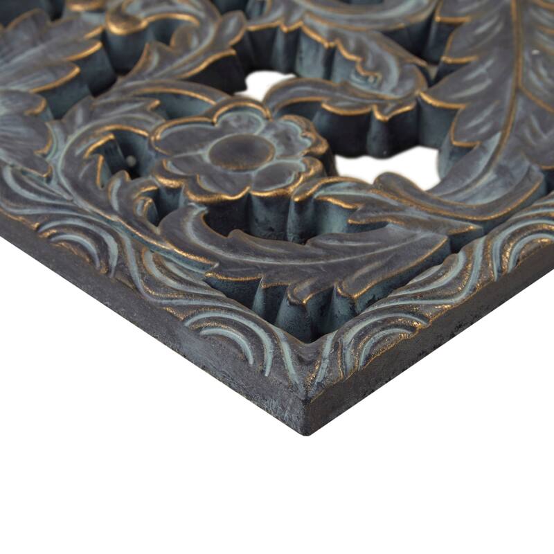 Madison Park Botanical Distressed Carved Wood Wall Decor (Set of 2)