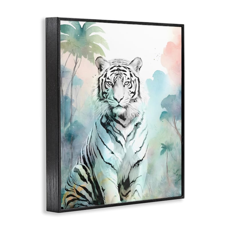 Stupell White Tiger in Jungle Framed Giclee Art Design By Kim Allen