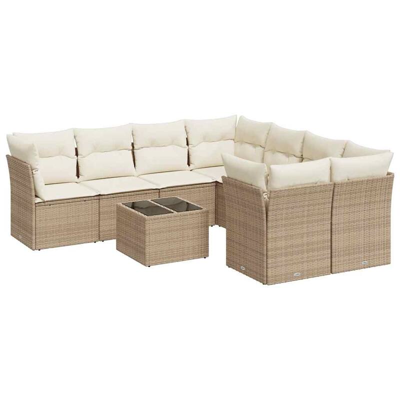 vidaXL Garden Sofa Set Beige PE Rattan Large Modular Garden Sofa Set - 21.7 x 21.7 x 14.6