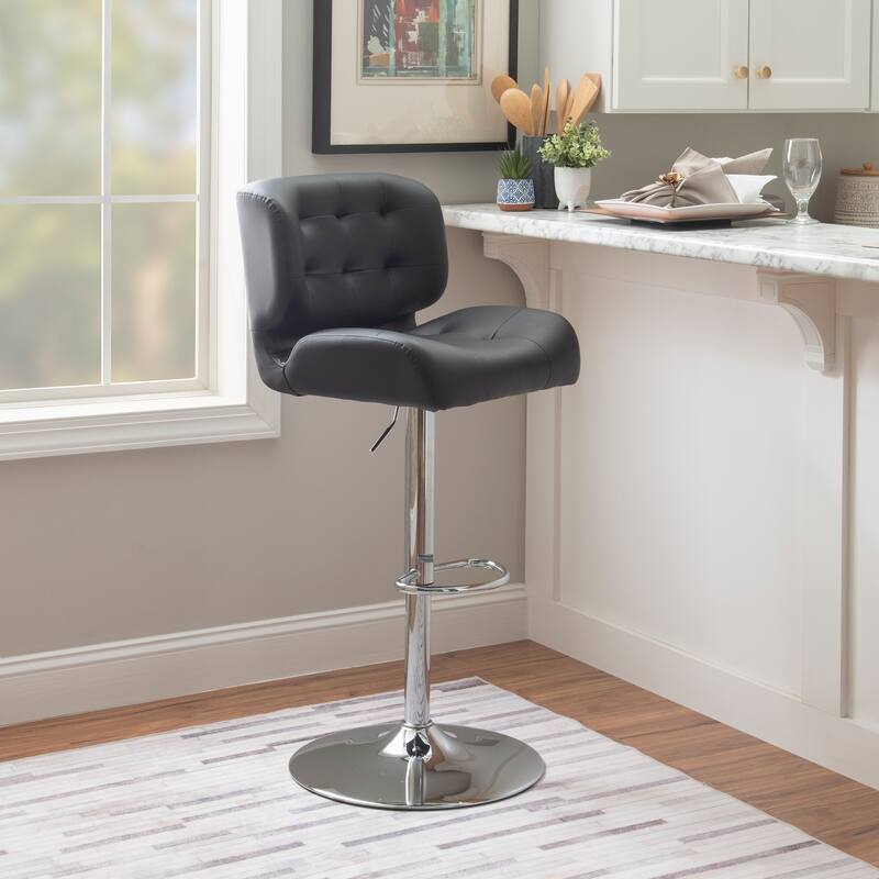 Reilly Adjustable Faux Leather Barstool