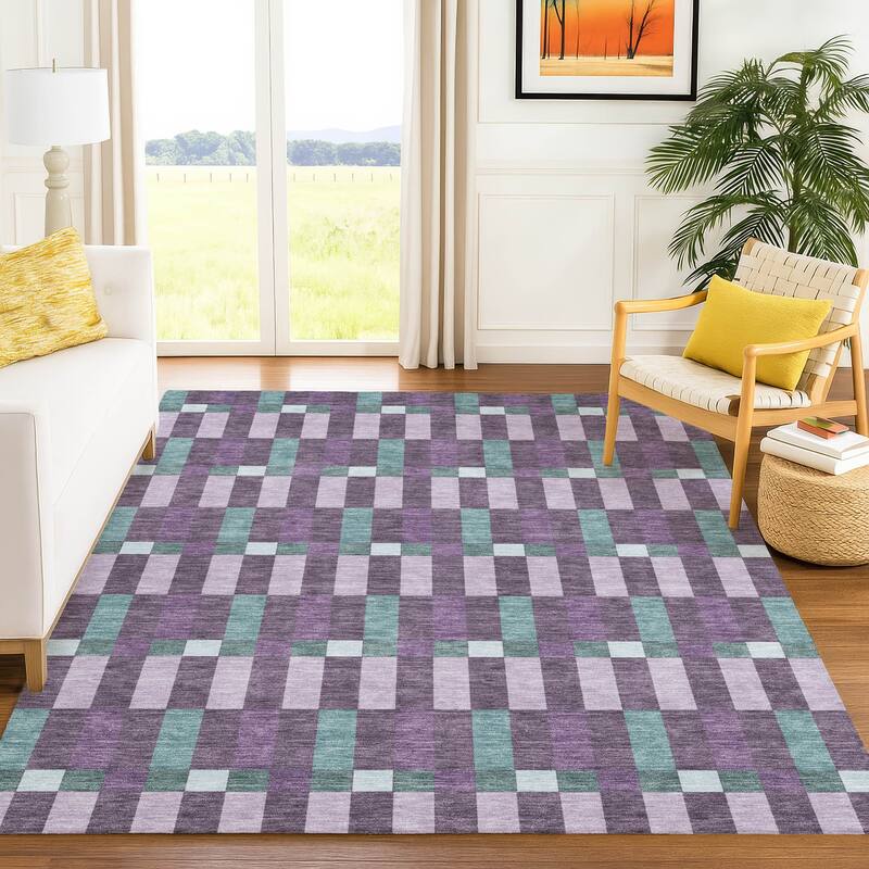 Machine Washable Indoor/ Outdoor Modern Chanute Chantille Rug