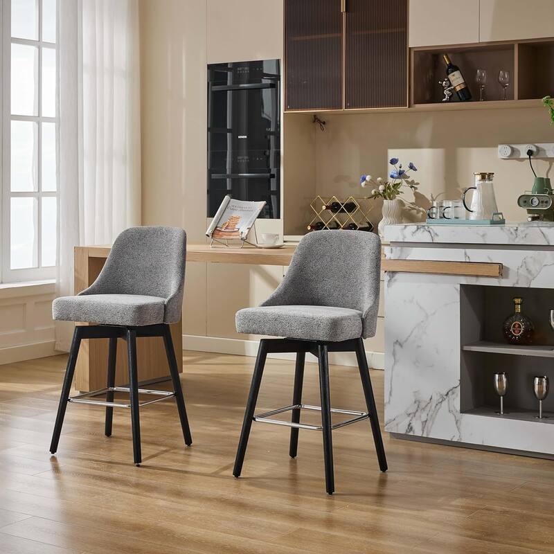 26" Counter Height Swivel Barstool Set of 2 - Dark Grey