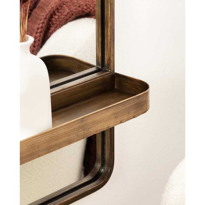 Kate and Laurel Estero Wall Rectangle Mirror with Shelf