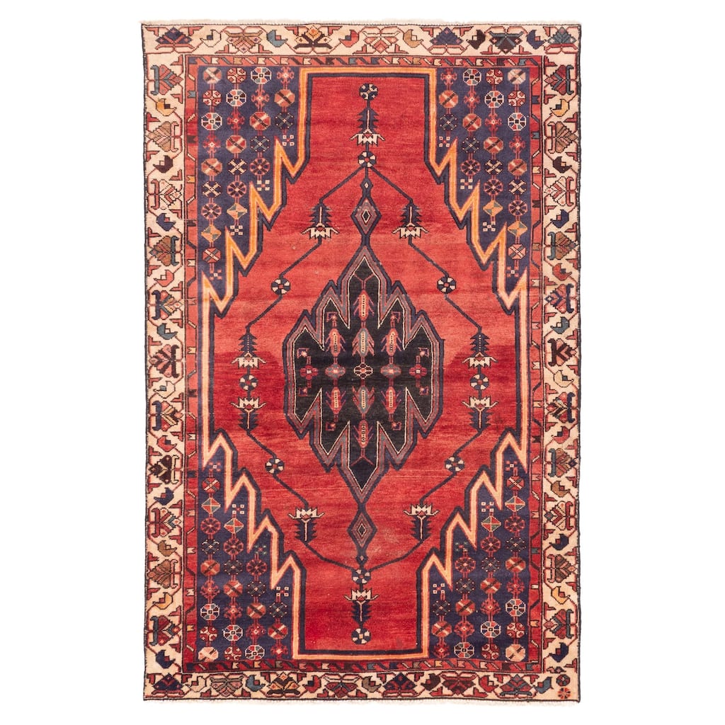 ECARPETGALLERY Hand-knotted Anatolian Vintage Red Wool Rug - 4'3 x 6'7