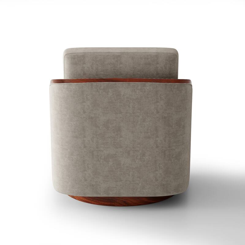 Set of 2 Modern 360° Swivel Accent Barrel Chairs with Wood Arms