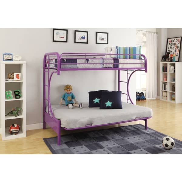 slide 2 of 6, Metal Twin over Full Size Futon Bunk Bed, Purple