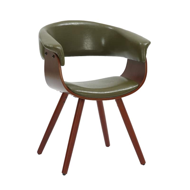 Porthos Home Zelda Faux Leather Mid-Century Dining Chair with Wooden Legs - Green