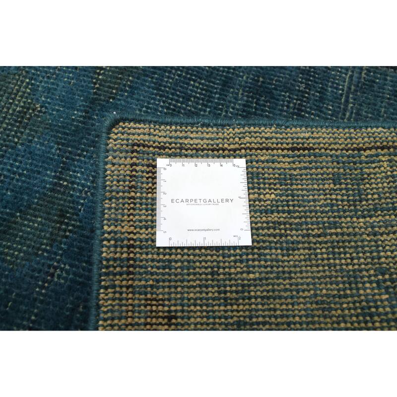 ECARPETGALLERY Hand-knotted Color Transition Dark Teal Wool Rug - 5'8 x 8'9