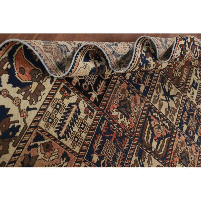 Garden Design Bakhtiari Vintage Persian Rug Handmade Wool Carpet - 6'8" x 10'2"