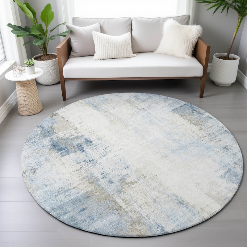 Machine Washable Indoor/Outdoor Abstract Solid Chantille Rug