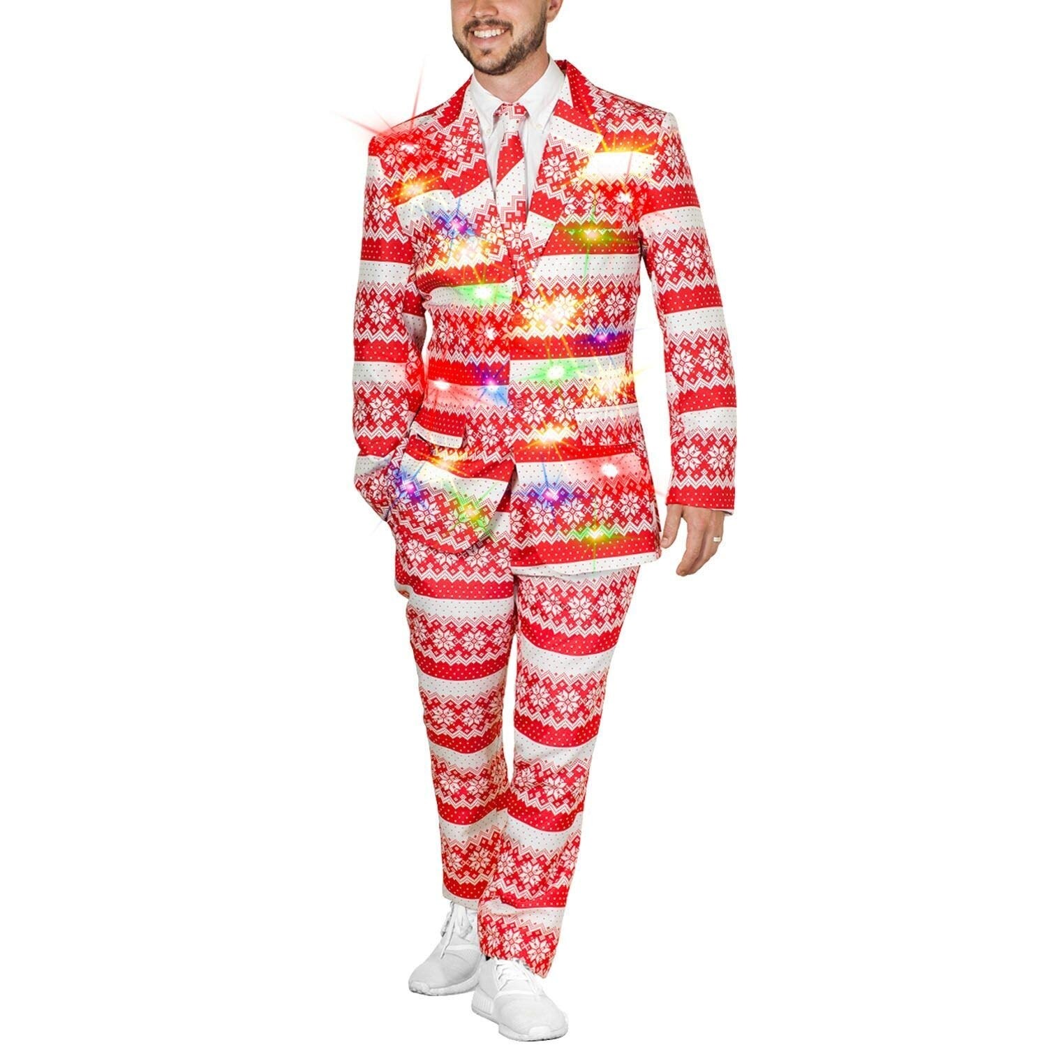 Life of the Party Men s Ugly 3 PC LED Light Up Christmas Suit