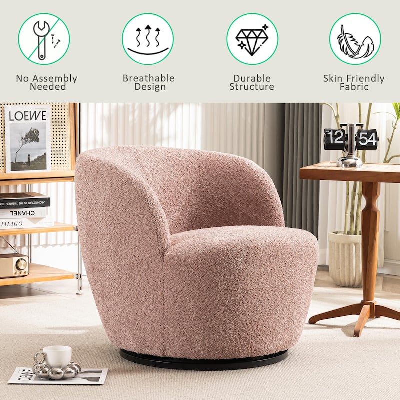 Swivel Accent Chair, Furry Round Barrel Chair