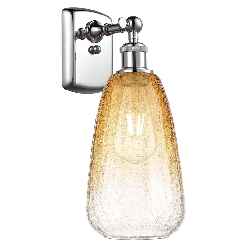 Innovations Lighting 516-1W-14-6 Brookhaven Almond Sconce Brookhaven - Polished Chrome / Amber