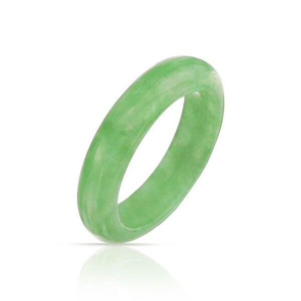 Bling Jewelry Dyed Green Jade Band Gemstone Modern Stackable Ring 5mm