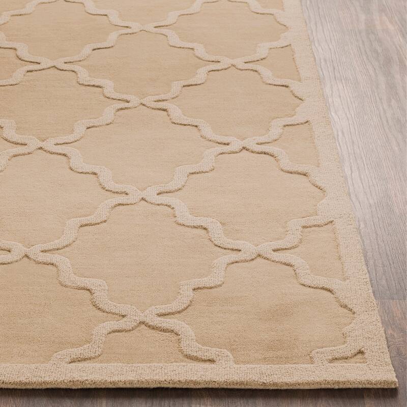 Livabliss Glacier Hand-woven Tone-on-Tone Lattice Wool Runner Rug