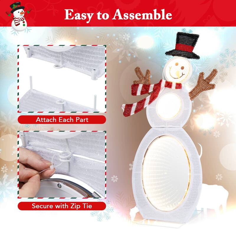 Lighted 2.6 ft Multicolor Snowman with 105 LED Lights for Indoor and Outdoor Christmas Display - 1.5 x 1 x 2.6 ft