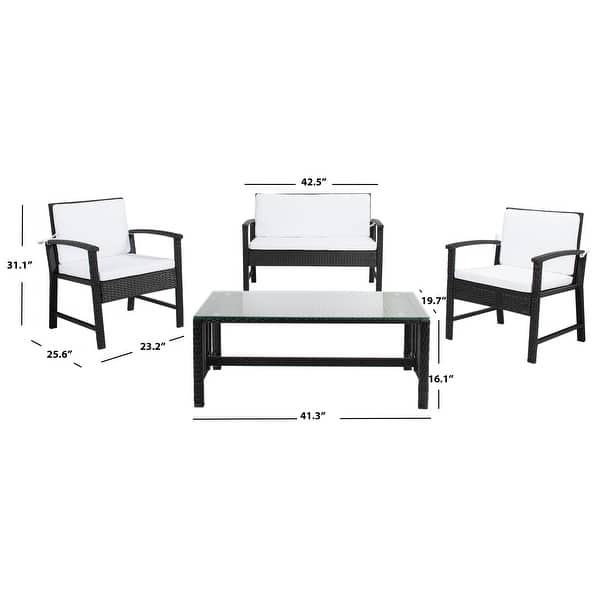 dimension image slide 1 of 4, SAFAVIEH Outdoor Living Krissy 4-Piece Patio Set