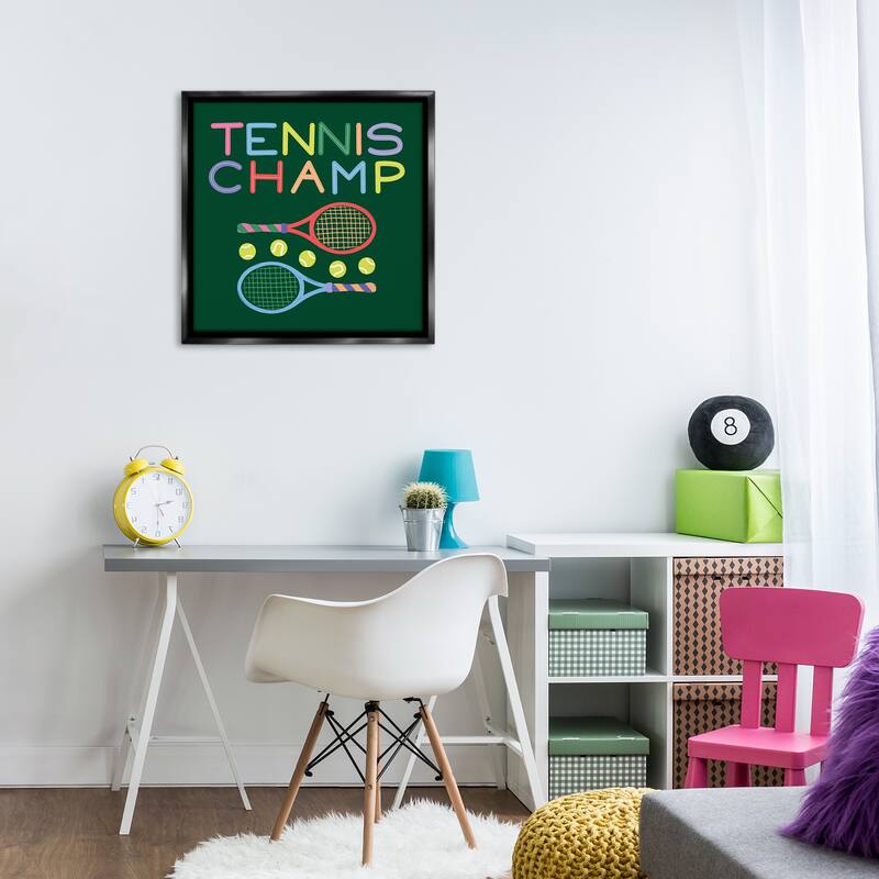 Stupell Tennis Champ Racket & Balls Framed Floater Canvas Wall Art Design By Sazerelli Designs