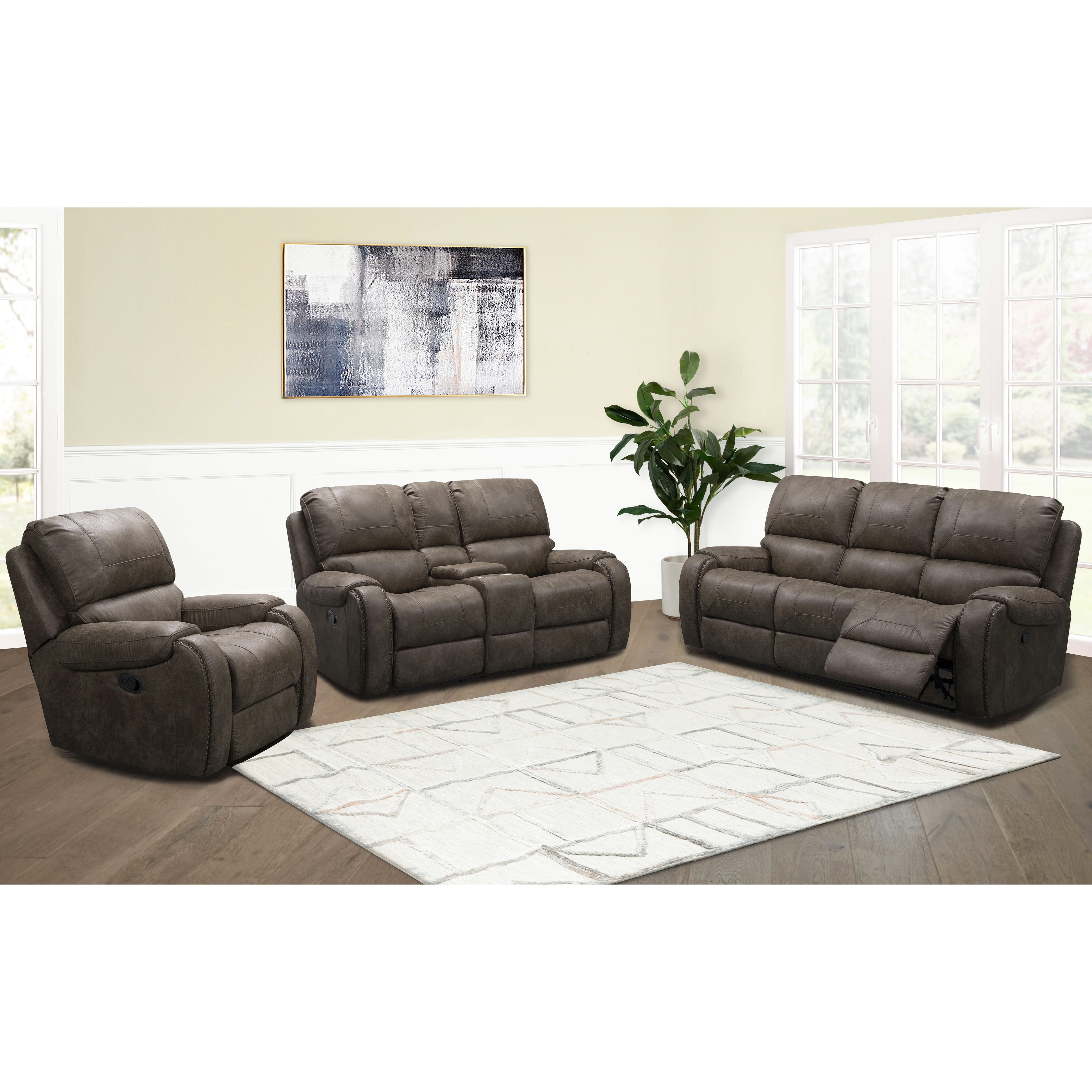 Shop Abbyson Houston Fabric Manual Reclining Sofa Set Overstock