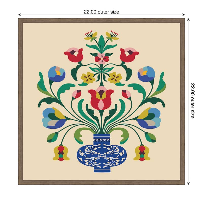 Kate and Laurel Floral Blue Vase 02 by Rachel Lee Framed Canvas Wall Art Print