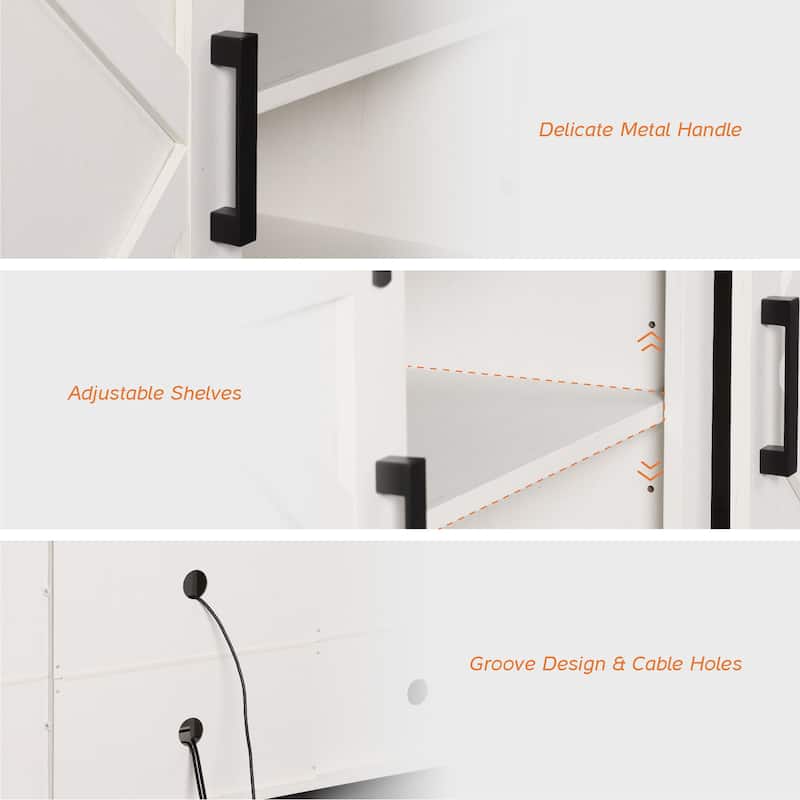 Farmhouse TV Stand Modern Sliding Barn Door Entertainment Center