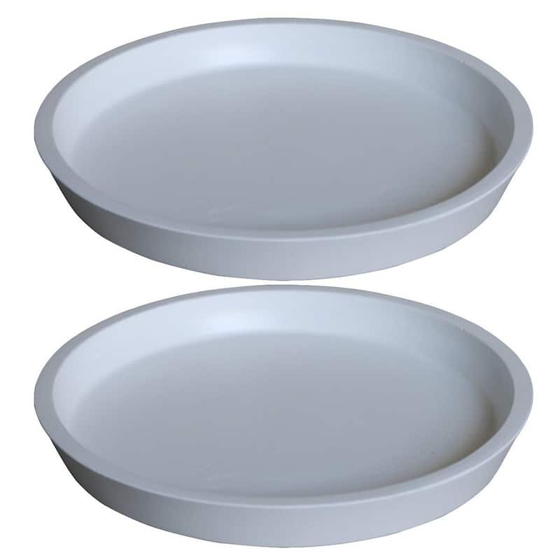 DreamPatio Fiberstone Round Saucer (Pair of 2) - 16.5"Dia x 1.5"H - White