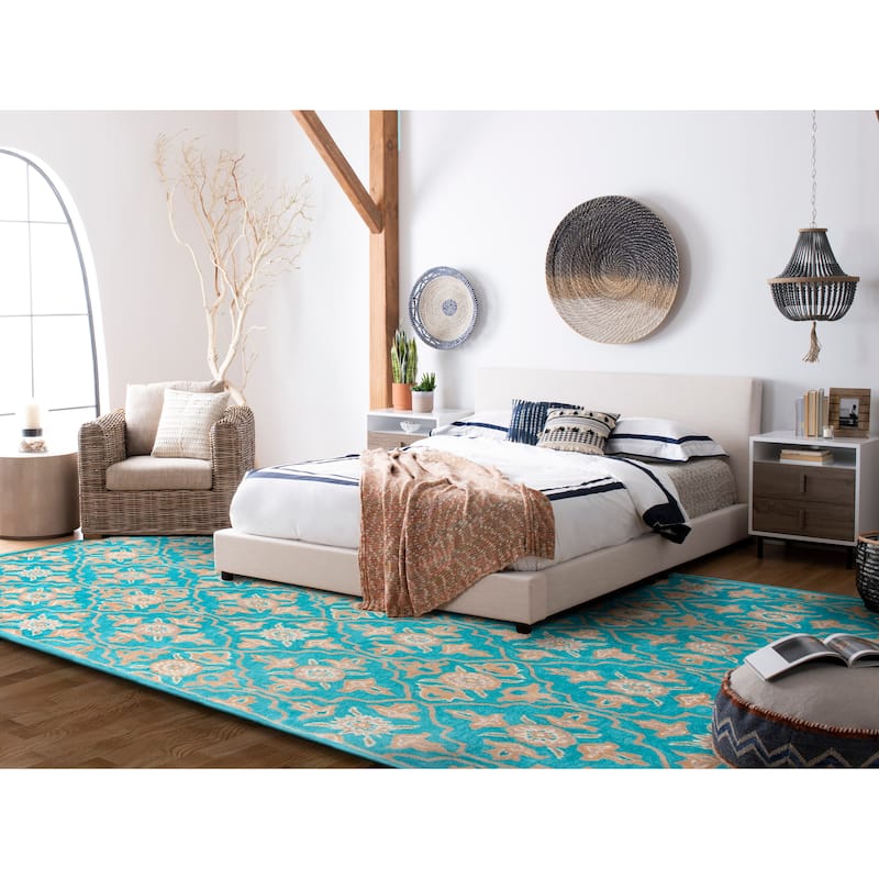 SAFAVIEH Handmade Heritage Peony Damask Traditional Oriental Wool Rug