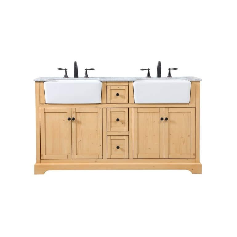 Elegant Lighting VF60260D Franklin 60" Free Standing Double Basin - Natural Wood - Wood Finish