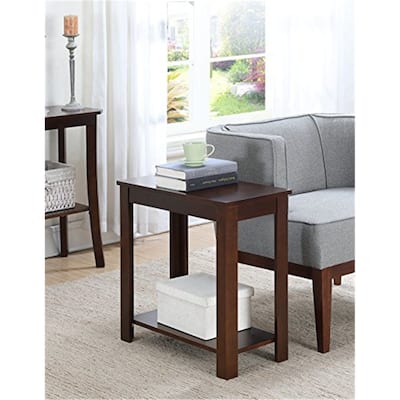 Antique End Table - Chair Side Table with Storage Shelf - Living Room Accent Table - 24