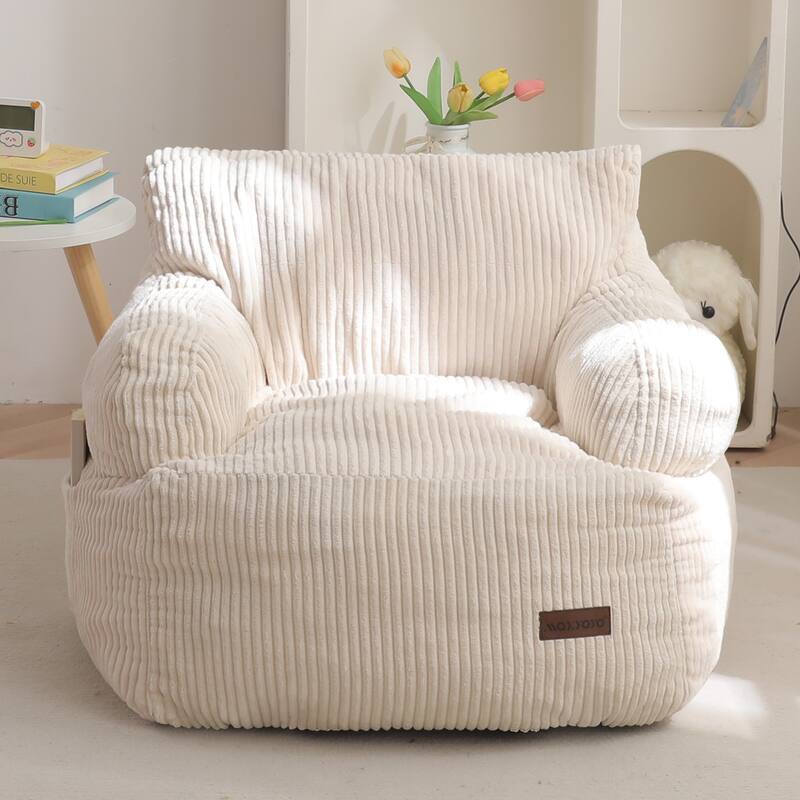 Kids Bean Bag Chair,Sherpa Bean Bag Sofa Couch with Decorative Edges