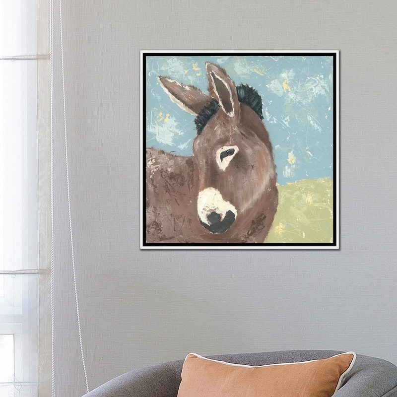 iCanvas "Farm Life-Donkey" by Jade Reynolds Framed Canvas Print