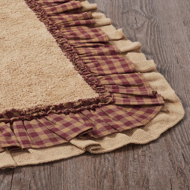 Burlap Natural w/ Burgundy Check Bathmat 20x30
