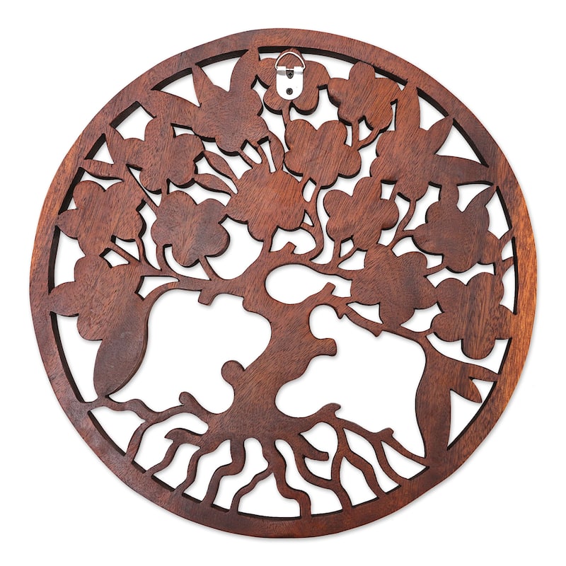 Novica Handmade Fertility Leaves Wood Relief Panel