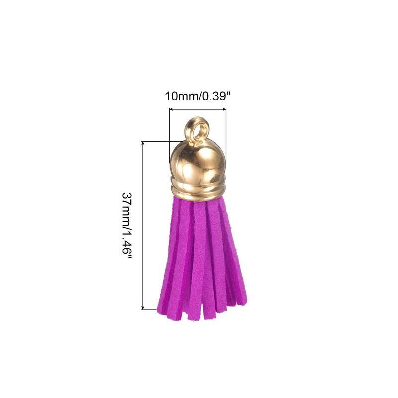 1.46" Leather Tassel Keychain for Bracelet DIY Craft Accessory 50Pcs - Dark Purple