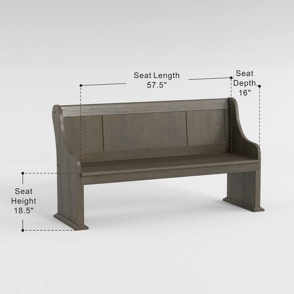 Bench With Curved Arms And Wooden Backrest In Dark Oak Finish - Bed ...