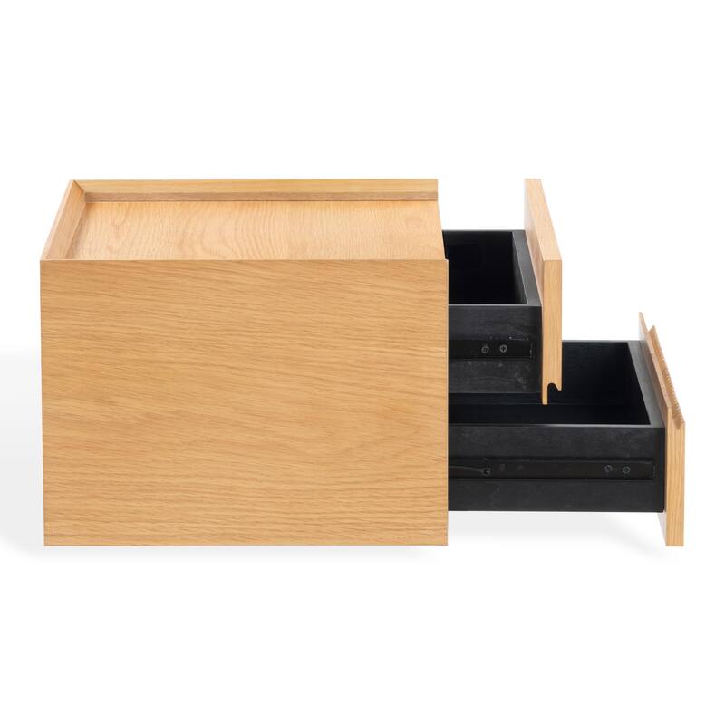 SAFAVIEH Couture Dontay 2-Drawer Ribbed Floating Nightstand