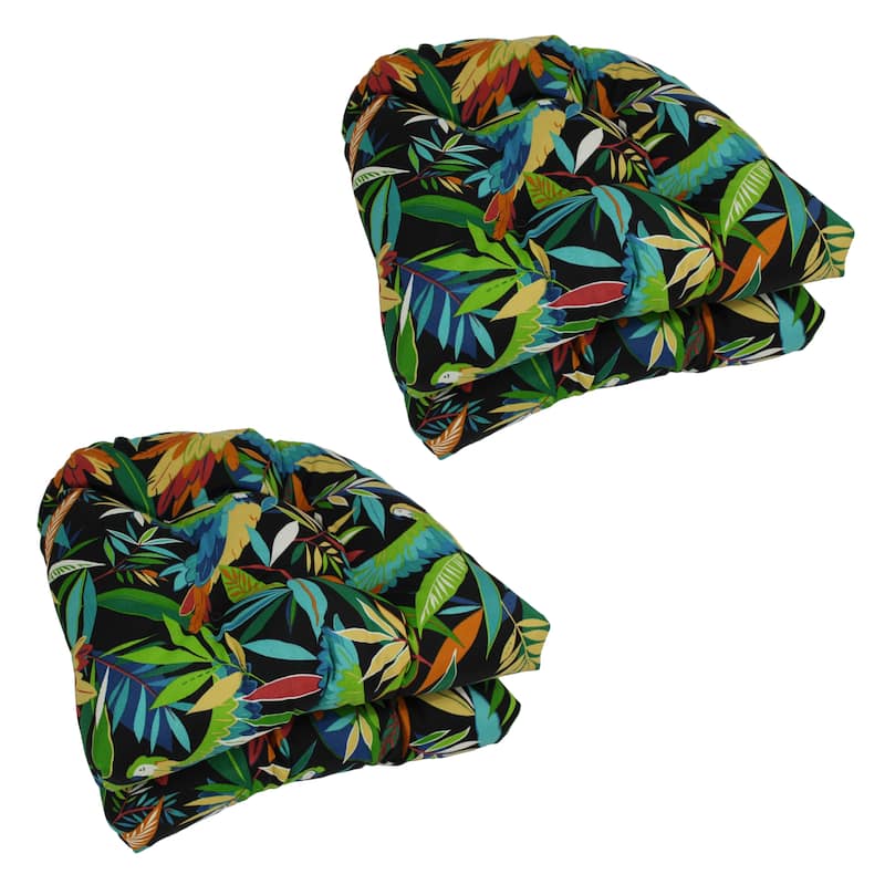 19-inch Rounded Back Indoor/Outdoor Chair Cushions (Set of 4) - 19" x 19" - Tucuman Ebony