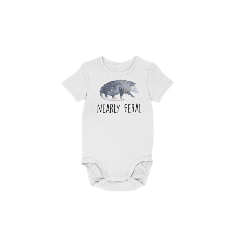 Possum Feral - Baby Boy Girl Clothes Infant Bodysuit Funny Cute Newborn - White - 3-6M