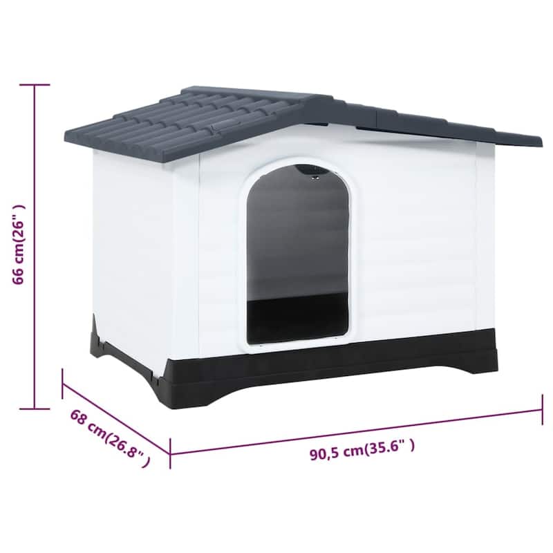 vidaXL Dog House Garden Dog Kennel Small Pet Cage Puppy Shelter Polypropylene - 35.6" x 26.8" x 26"