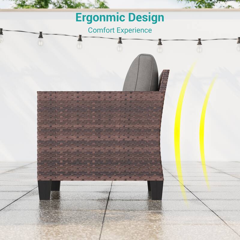 LIVOOSUN 2Pcs Outdoor Seating Sets Patio Brown Rattan Furniture Chair