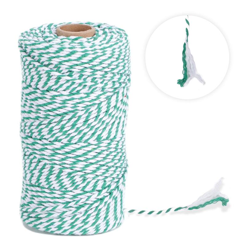 VECELO Green and White Garden Twine Strong Hemp Rope for Gardening Plant Tie Floristry Crafts Gift Wrapping Packing Decor