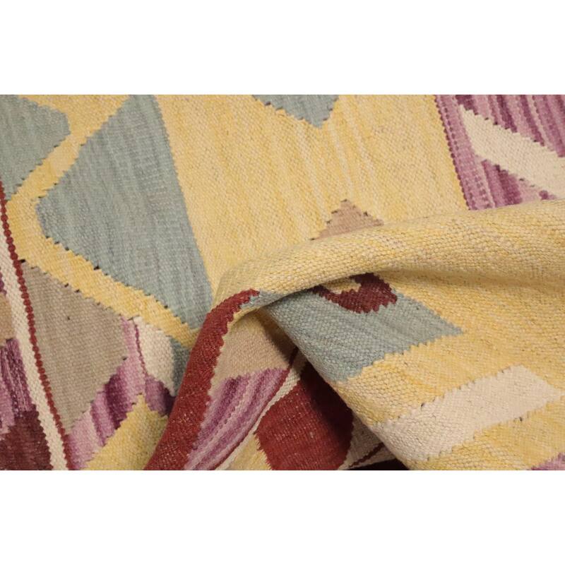 Hand Woven Oriental 100% Wool Carpet Southwestern Tribal Multi-Colored Kilim Area Rug - 9' 1'' X 5' 11''