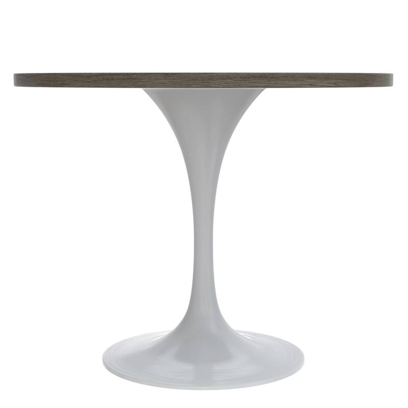 LeisureMod Verve 36" Round Dining Table with MDF Wood TableTop and White Steel Base for Kitchen & Dining Room