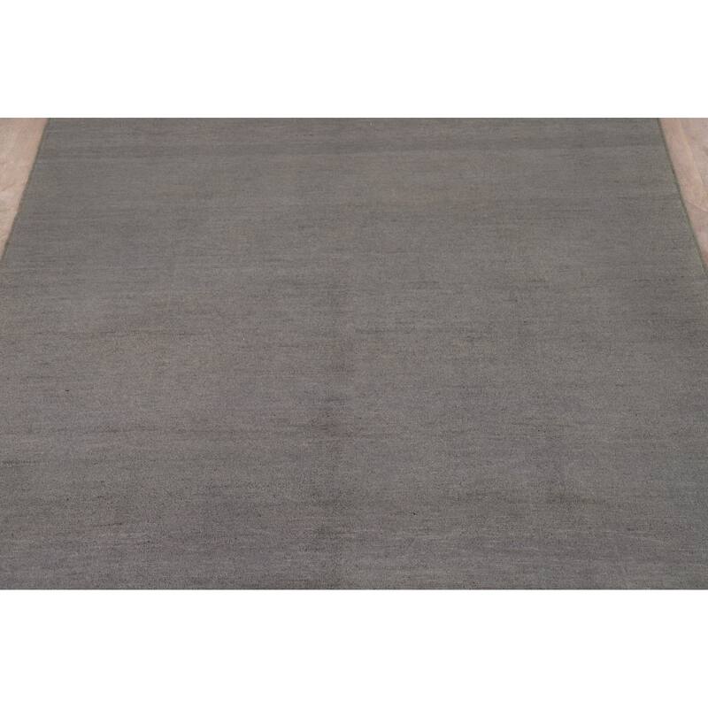 Modern Gray Gabbeh Oriental Area Rug Hand-Knotted Wool Carpet - 6'8" x 9'6"