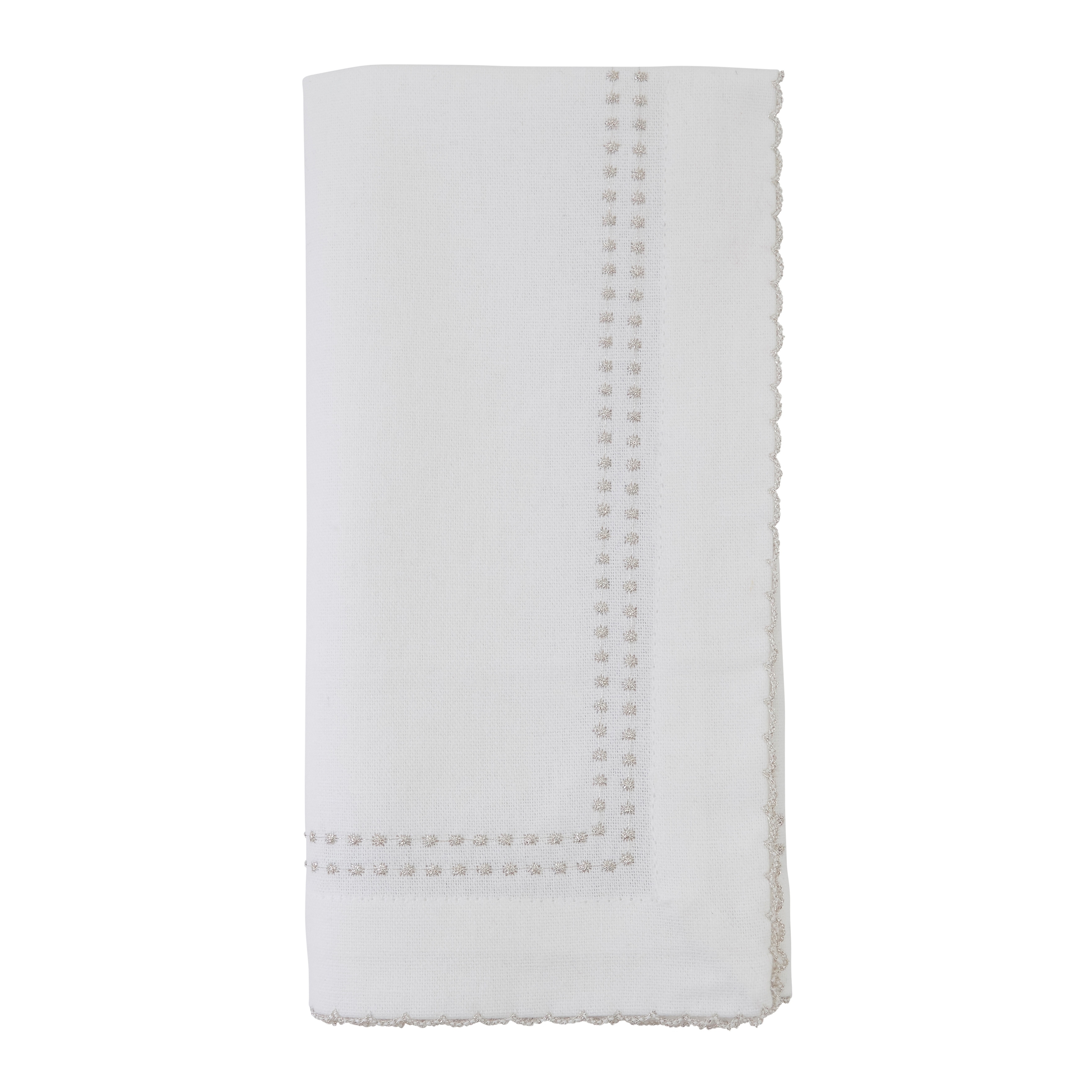 Table Napkins With Embroidered Border Design (Set of 4) - 18"x18"