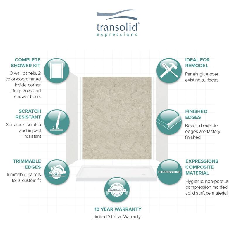 Transolid Expressions 60-in X 32-in X 72-in Glue to Wall Shower Kit - 32" x 60" x 72"
